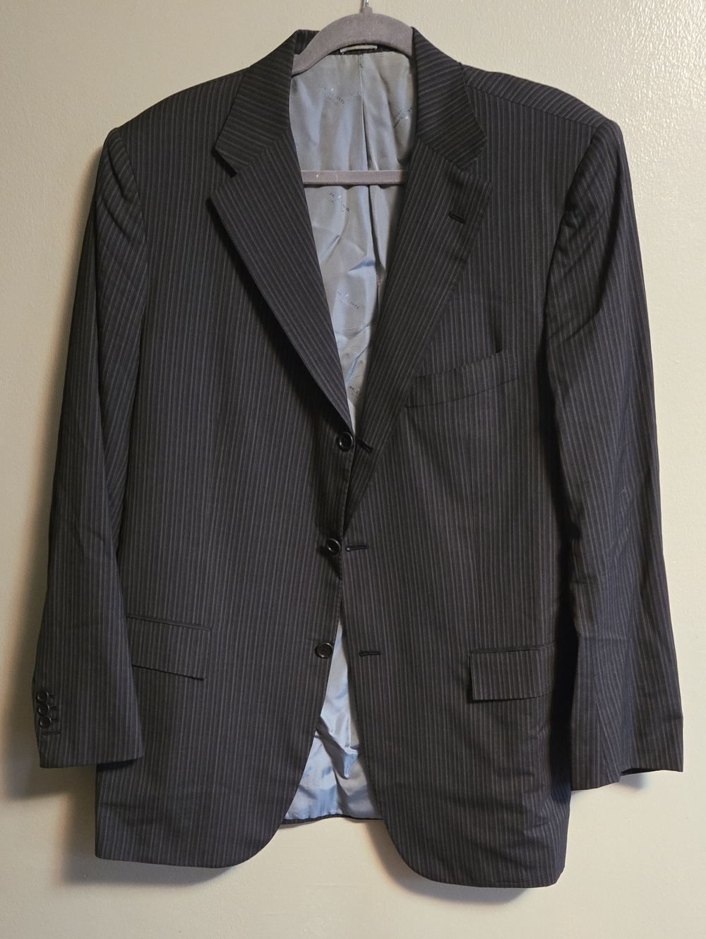 Kiton Napoli 14 Micron Super 180s Wool Suit Jacket Blazer Pinstripe EU 56- READ